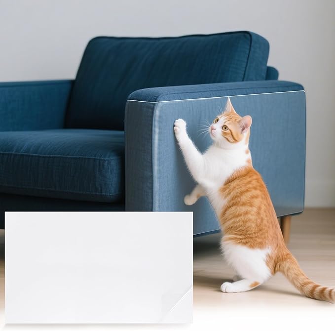uxcell Anti Scratch Furniture Protector, 10 Sheets 17" x 10" Double-Sided Sticky Couch Protector from Cat Claws, Clear Protectors from Cats Scratching for Sofa Corners, Walls, Doors