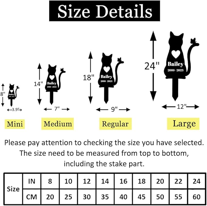 Personalized Butterfly Cat Memorial Grave Marker, Custom Memorial Cat Garden Stake Metal Pet Grave Marker, Customized Heart Cat Grave Marker Memorial Plaque Garden Cemetery Decoration