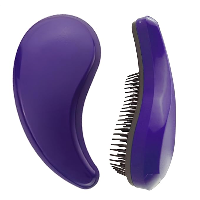 Comma-Shaped Small Dog Brush, Fit for Yorkie, Shih Tzu, Maltese Maltipoo Pomeranian - Gentle Soft Bristles for Effortless Pet Hair Removal, Puppy Essentials (Dark Purple)