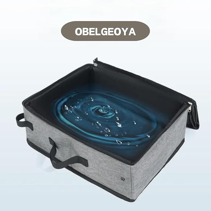 Waterproof Portable Cat Litter Box with Lid – Foldable, Leak-Proof, Odor-Free Travel, Easy to Carry & Clean, Covered Collapsible Kittens Pet Tray for Road Trips, Hotel, Car, 16.5"x11.8"x5.1"