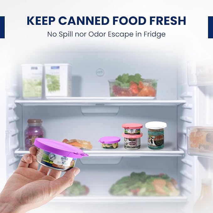 WePet Pet Food Can Covers, Silicone Lids, BPA Free, Dishwasher Safe, Fit Most Standard Size Canned Cat and Dog Food, 3oz/5.5oz/12.5oz/13.2oz, Jade White/Lilac Purple/Rose Pink