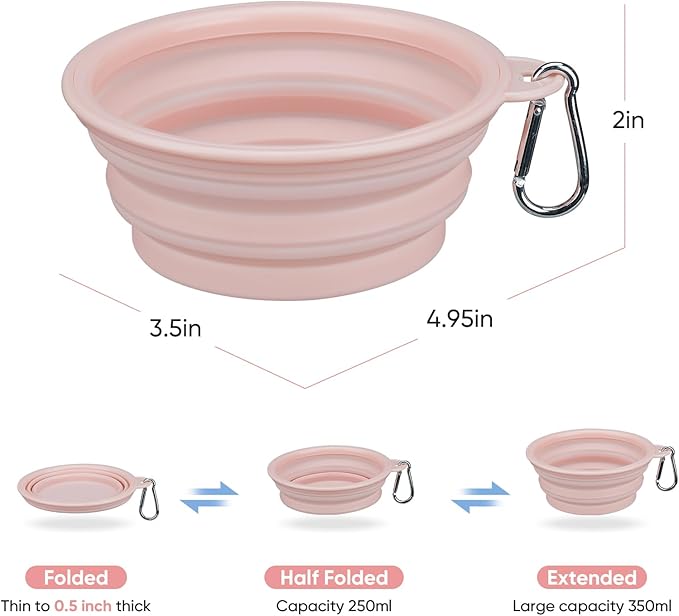 2-Pack, LeeRound Small Medium Collapsible Dog Bowl, Food-Grade Silicone Portable Travel Bowl for Dogs & Cats, Ideal for Hiking, Camping, Meet Needs Different Scenarios Feeding