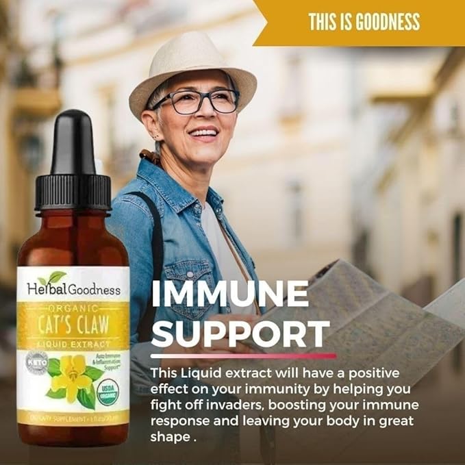 Cat's Claw Extract Joint Support - Herbal Supplement for Joint and Muscle Function, Immunity, Heart Support - Gluten Free - Superior Absorption - Organic Liquid 1oz - Herbal Goodness (1 bttl)