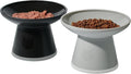 Necoichi 2pcs Extra Wide Elevated Cat Food Bowls – BPA-Free Plastic Raised Bowls to Reduce Whisker & Neck Fatigue – Dishwasher & Microwave Safe – Non-Slip, Anti-Vomiting Ergonomic Design (Urban Fog)