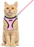 Rttochfy Cat Harness and Leash Set, Escape Proof Kitten Harness, Soft and Breathable Vest with Reflective Strip, Easy to Wear for Cats Walking and Traveling (BK Pink, L)