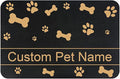 Personalized Cat Dog Food Mat - Non-Slip, Waterproof, Custom Pet Mat with Golden Bone and Paw Prints