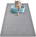 Cat Litter Mat, Large 34" x 22" Litter Box Mat, Waterproof Silicone Litter Mat for Litter Box, Non-Slip, Easy to Clean (Dark Grey)