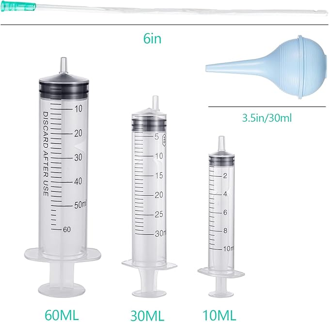 9-Piece Puppy Tube Feeding Kit – Includes 5 Feeding Tubes, 3 Syringes (10ml, 30ml, 60ml) & 1 Bulb Syringe – Ideal for Small Pets, Kittens, Lambs & Whelping Care