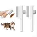 Marchul 2Pcs Pet Comb Flea Comb Set for Cats Dogs, Cat Grooming Brush with Release Button and Stainless Steel Round Teeth, Self-Cleaning Dog Combs for Removing Pet Hair, Knots & Loose Fur, White