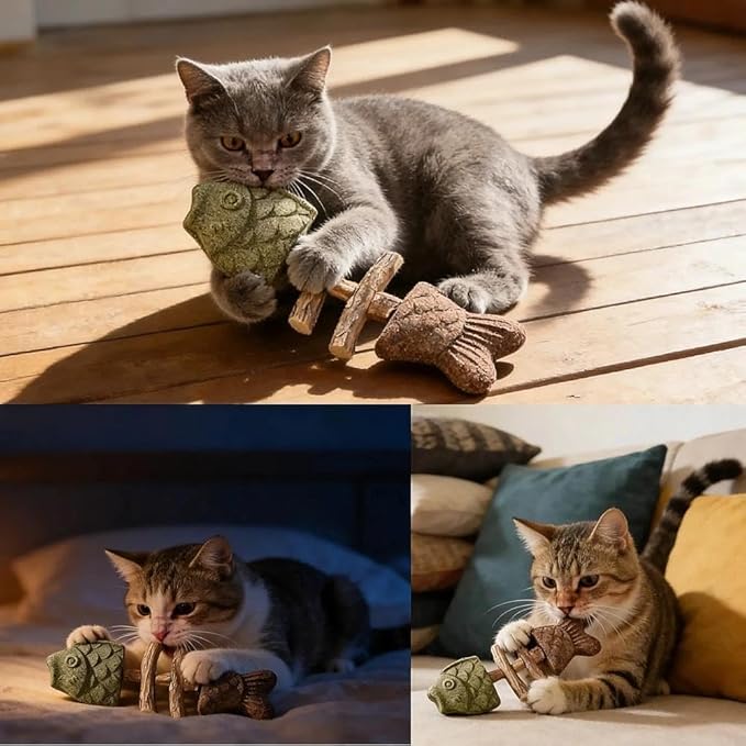 3 Pcs Purrident Cat Dental Chew Toys for Teeth Cleaning & Hairball Control