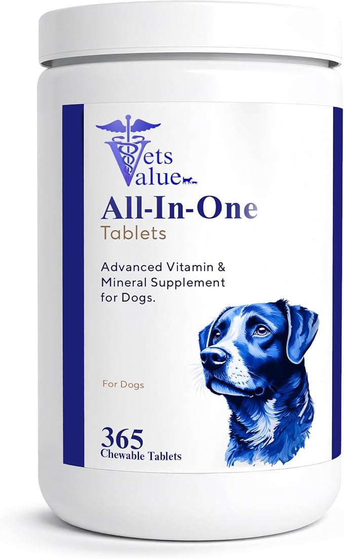 365-Day Multivitamin for Dogs, All-in-One Daily Supplement – Supports Joint Health, Immune Function, and Skin & Coat – Full Year Supply – Essential Vitamins & Minerals for Daily Wellness, All Breeds
