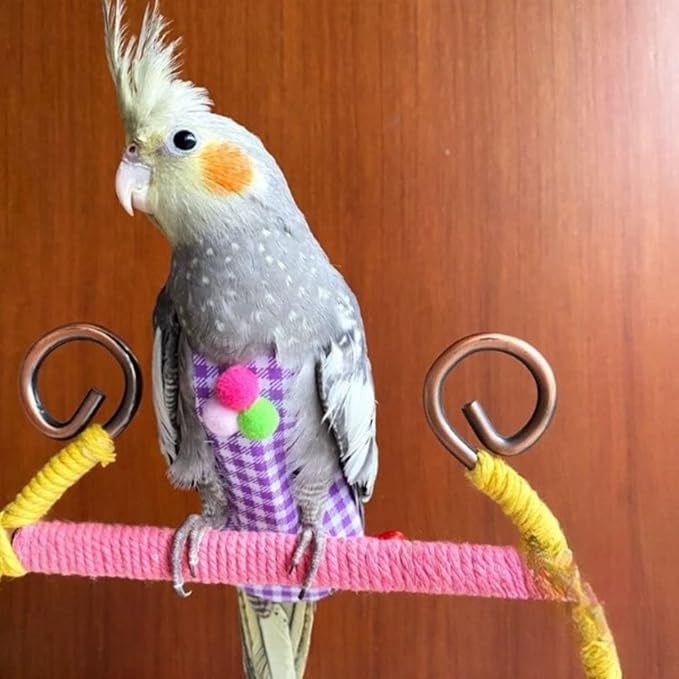 Bird Flight Suits Diapers, Parrot Flight Suits Diapers for Monk Parakeets, Cockatiels Flight Suits, Parrot Clothes, Bird Training Nappy Suit Liners Clothes (Purple-A,Quaker)