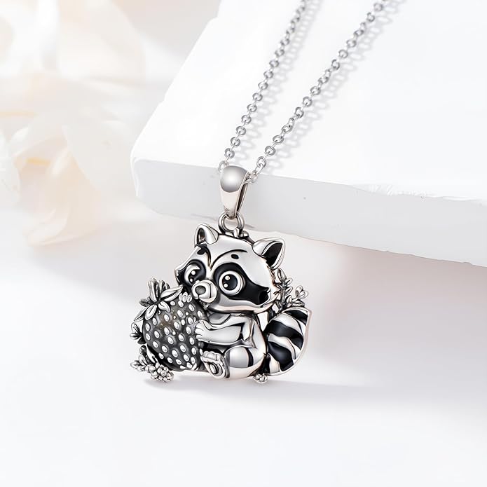 Guinea Pig/Raccoon/Butterfly/Panda/Hummingbird/Giraffe/Rabbit Necklace 925 Sterling Silver Animal Pendant Jewelry Gift for Women Mom