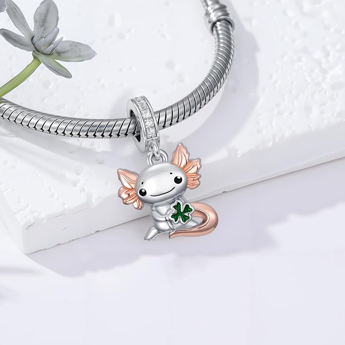 SIMONLY Animal Charms for Bracelets 925 Sterling Silver Highland Cow/Axolotl/Dragon/Dog/Cat Charms Animal Beads for Jewelry Making for Women Christmas Mothers Day Gifts