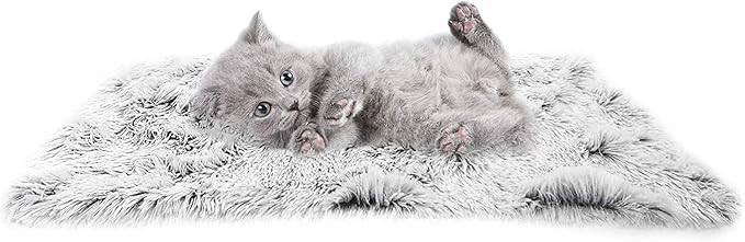 PJYuCien Fluffy Fleece Calming Cat Pet Throw Blanket, Super Soft and Warm for Indoor Cats and Dogs, Machine Washable, Puppy Blanket, Small, Grey, 16" * 24"