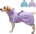 Medium to Large Size Dog Bathrobe, Quick Drying Super Absorbent Used for After Bathing, Warm Dog Towels, Adjustable Hoodies and Belts for Pet Dogs Bath Clothes Products (Purple, 5XL)