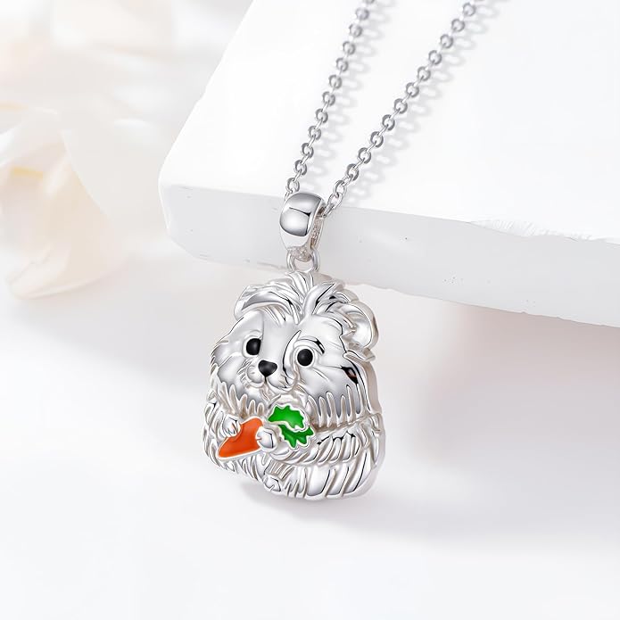 Guinea Pig/Raccoon/Butterfly/Panda/Hummingbird/Giraffe/Rabbit Necklace 925 Sterling Silver Animal Pendant Jewelry Gift for Women Mom