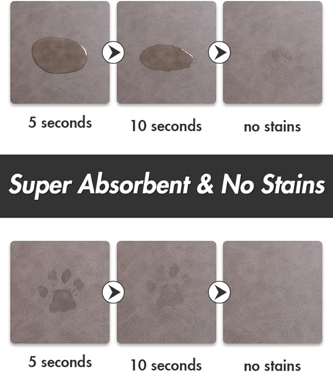 MontVoo-Absorbent Pet Feeding Mat-No Stains Pet Mat for Food and Water Bowl-Quick Dry Cat & Dog Food Mat Water Dispenser Mat-Pet Supplies Mat-Dog Water Bowl Mat for Messy Drinker,（Brown,23"x34"）