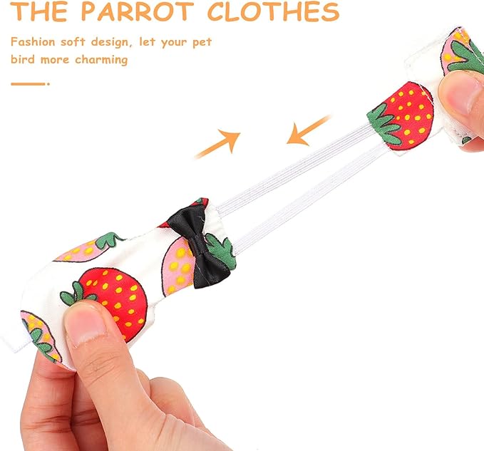 Cabilock Parrot Diaper and Flight Suit Washable Fabric Bird Clothes XL Creative Strawberry Pattern Pet Bird Diaper for Outdoor Flying and Training Random Color
