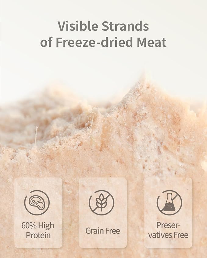 Freeze-Dried Cat Food, 97% Animal Origin Soft Dry Food for Cats Kitten, High Protein Healthy Freeze Dried Cats Raw Treat & Topper (Rabbit Recipe - 2.1 Ounce)