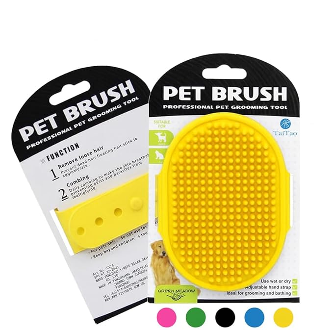 Self Cleaning Slicker Brush, Dog Cat Bunny Pet Grooming Shedding Brush, Easy to Remove Loose Undercoat, Pet Massaging Tool Suitable for Pets with Long or Short Hair (Yellow)