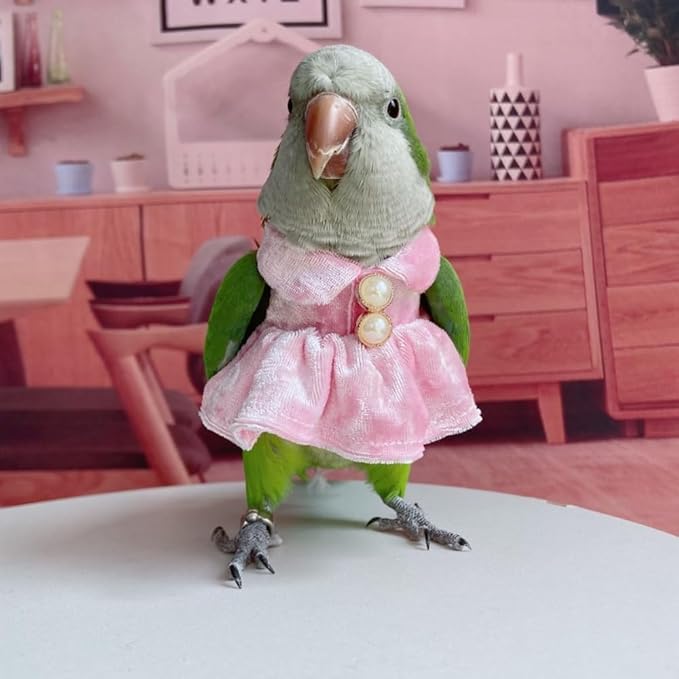 Bird Costume Bird Diaper Flight Suit Parrot Velvet Fleece Skirt Clothes Cosplay Photo Prop for Conure Lovebird Parakeet Cockatiel Macaw Small Animals Apparel (Pink,X-Small)