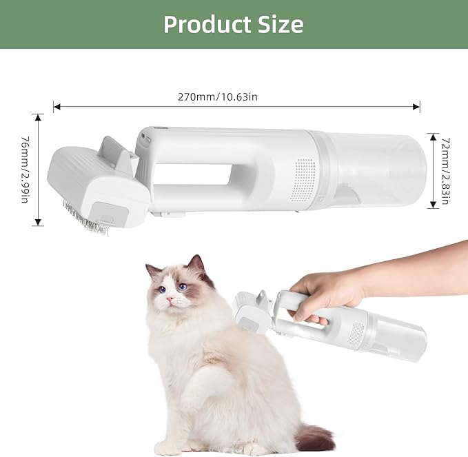 Dog Vacuum for Shedding Grooming, Cordless Dog Grooming Kit with Strong Suction for Dogs and Cats, Low Noise Pet Vacuum for Shedding, Handheld 5 in 1 Pet Hair Removal Tool