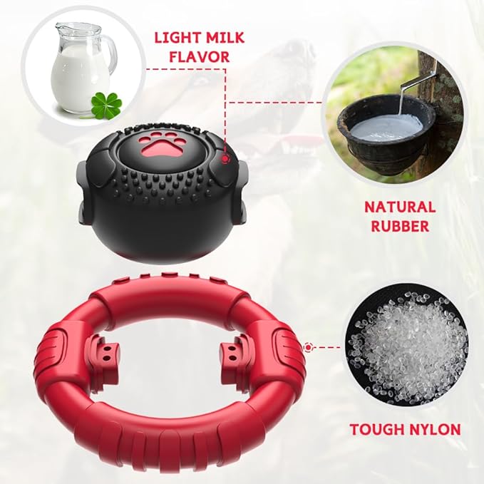 Dog Toys for Aggressive Chewers Large Medium Small Breed, Indestructible Durable Tough Dog Chew Toys to Keep Them Busy, Nylon Rubber Interactive Dog Toys