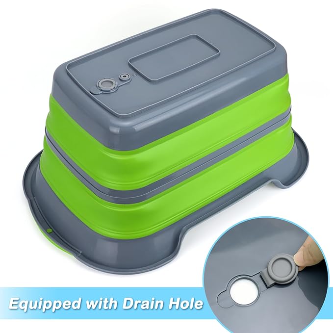 ddLUCK Multi-Functional Collapsible Pet Bathtub with Drainage Hole, Portable Indoor Outdoor Foldable Washing Tub Bathing Tub Small Pets Bathtub for Puppy Small Dogs Cats (Green)