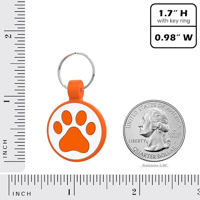 WhoseID QR Code Cat Tag, Modifiable Pet Online Profile Display Page, Multiple Emergency Contact, Silicone, No Jinging, Collar Accessories, Personalized Cat Tag (Small Breeds - 1", Orange)