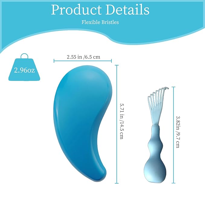 Comma-Shaped Small Dog Brush and Cleaning Comb, Fit for Yorkie, Shih Tzu, Maltese Maltipoo Pomeranian - Gentle Soft Bristles for Effortless Pet Hair Removal, Puppy Essentials (Blue)