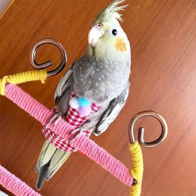 Bird Flight Suits Diapers, Parrot Flight Suits Diapers for Monk Parakeets, Cockatiels Flight Suits, Parrot Clothes, Bird Training Nappy Suit Liners Clothes (Red,Green-cheeked Conure)