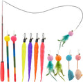 Cat Toys for Indoor Cats, 11 Packs Interactive Cat Wand Toy Set with Feather Toys&Ribbon Refills,Retractable Cat Wand with Bell Refills for Kittens Play and Exercise