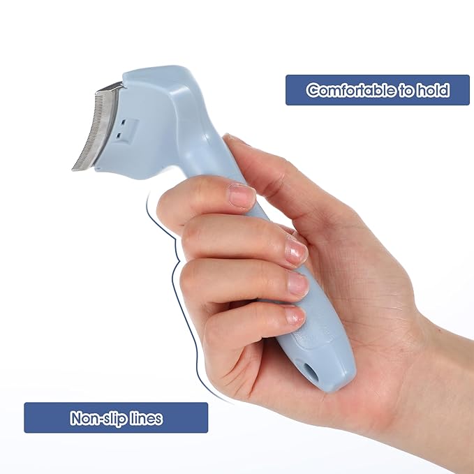Pet Deshedding Comb,V-Tooth Dog Cat Grooming Brush with Curved Blade Gentle Shedding Tool with Ergonomic Non-Slip Handle for All Coat Types