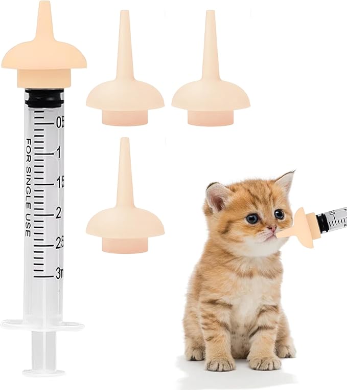 5 Pack Pet Nursing Feeding Kit - Syringe & Miracle Nipple for Kittens, Soft Nipples for Puppies, Newborn Squirrels, Rabbits & Small Animals