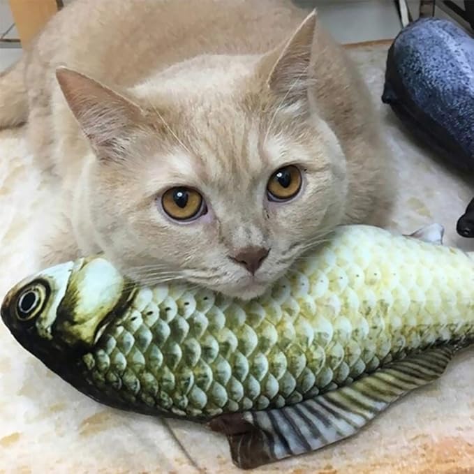 2 Pack Electric Moving Fish Cat Toy - Realistic Plush Simulation Dancing Wagging Catnip Kicker for Indoor Cats - Interactive Chew Kitten Toy