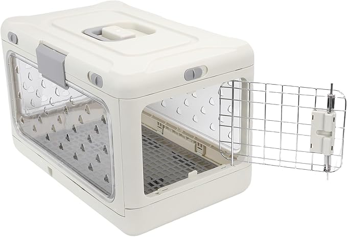 Yunir Foldable Cat Carrier, Collapsible Small Pet Travel Carrier, Portable Transparent Hard Sided Kennel for Small Dogs, Puppies, Cats, Kittens, Washable Home & Outdoor Pet Crate