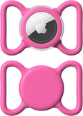 Waterproof Airtag Holder for Dog Collar, Soft Full-Body Protective Airtag Holder for Dog & Cat Collars, Ultra-Durable, Easy Installation, Lightweight Clear Airtag Case (Rose, Large)
