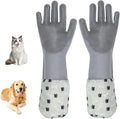 Dog Washing Gloves- Long Sleeved Pet Grooming Gloves - Heat Resistant Silicone Gloves with High-Density Teeth - Efficient Deshedding Glove for Dogs, Cats, Rabbits and Horses