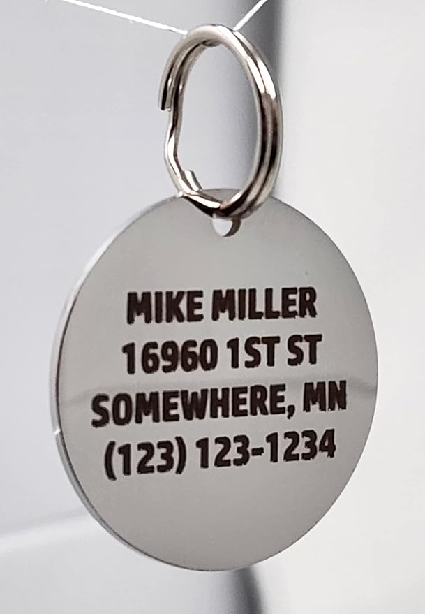 Dr. Fremont's Stainless Steel ID Dog Tags Engraved for Pets Personalized for Cat or Dog Collar Bold Font for Safety (Small, Heart)