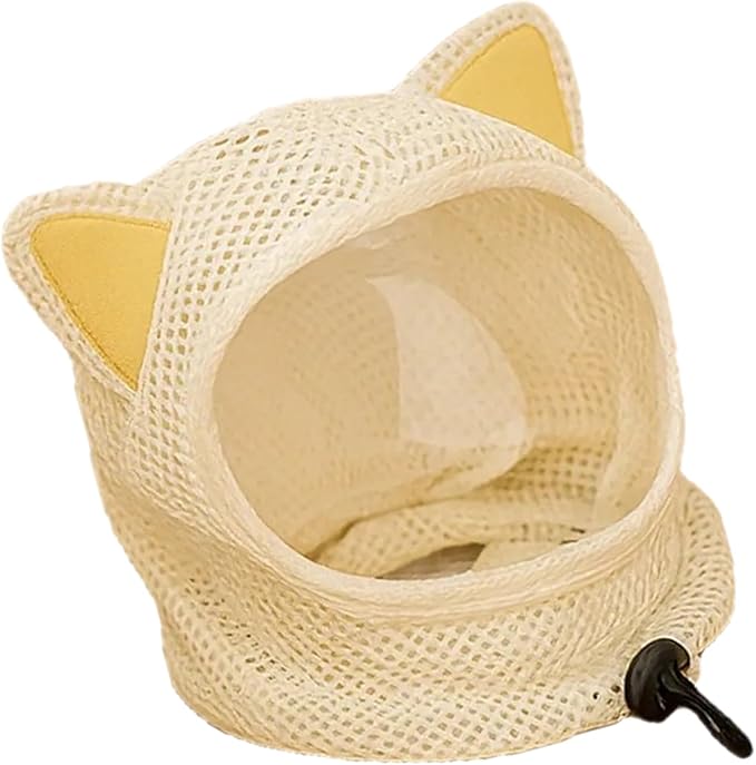 Breathable Meshes Cats Head Cover with Regulable Belt Lovely Cats Ear for Anti Licking Anti Scratch Protecting Recovery Head Cover
