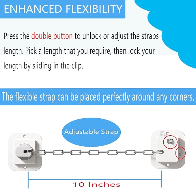 YEYA Cat Door Latch & Stopper-Adjustable Strap, 2-Pack Door Holder & Prop to Keep Door Open for Cats, No Tools Required