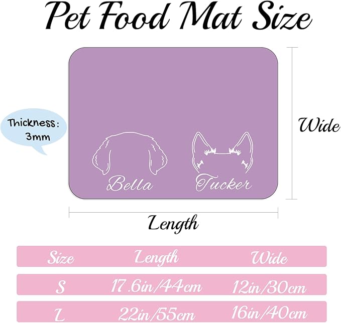 Personalized Dog Food Mats for Floors Custom Pet Placemat Mats for Food and Water Waterproof Customized Pet Food Mat with Name Gifts for Dog & Cat Owners Design 6