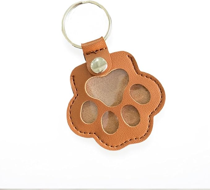 Pet Memorial Keychain Leather Cat Claw Keychain Pet Hair Keepsake Box Cherished Memories Gifts for Pet Lovers (Brown)
