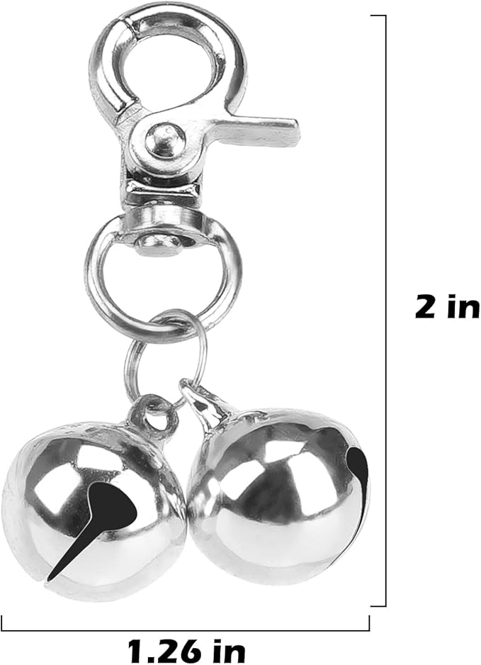 EXPAWLORER Pet Bells for Dog Cat Collar Charm - 2 Pack Cat Collar Accessories Bells Loud, Pet Jingle Ornament Training Pendant Neck Decoration, Tracker for Saving Birds, Silver M