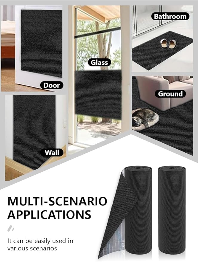 Couch Wall Corner Protector for Indoor Cats, Anti Scratch Furniture Protector from Cats Scratching, Trimmable Climbing Cat Scratcher Pad Mat for Cat Board/Door/Carpet(Black, 39.3x15.8In)