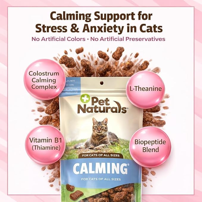 Pet Naturals Calming Chews for Cats, Anxiety Relief with Gentle Ingredients for Thunder, Fireworks, Travel, Grooming, Calming Pet Treats, Chicken Flavor, 30 Count