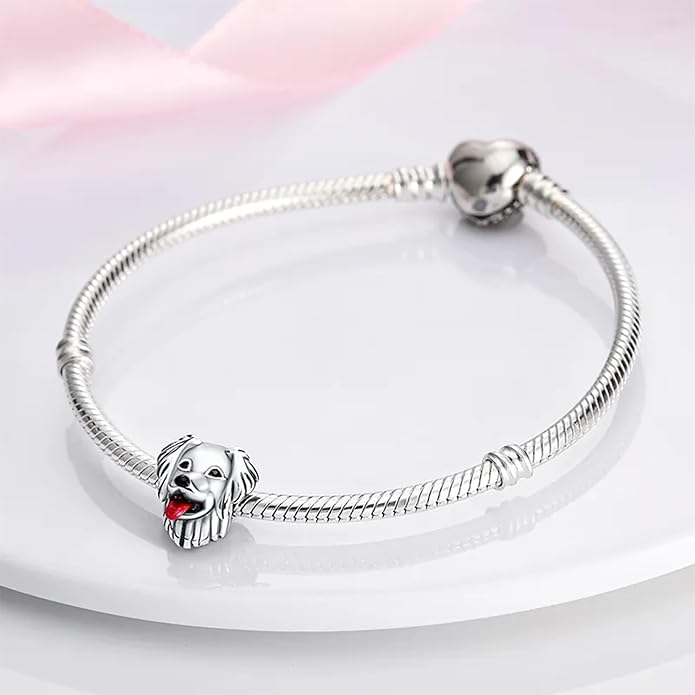 Pet Charm, Cute Dog Charm, Animal Dangle Charm, Sterling Silver Charm, Gift For Women, Friends, Wife, Mother, Christmas, and Halloween, Compatible With Pandora
