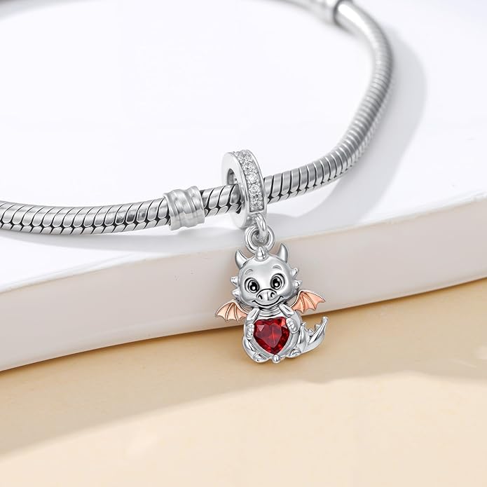SIMONLY Animal Charms for Bracelets 925 Sterling Silver Highland Cow/Axolotl/Dragon/Dog/Cat Charms Animal Beads for Jewelry Making for Women Christmas Mothers Day Gifts