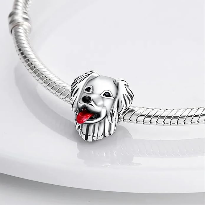 Pet Charm, Cute Dog Charm, Animal Dangle Charm, Sterling Silver Charm, Gift For Women, Friends, Wife, Mother, Christmas, and Halloween, Compatible With Pandora
